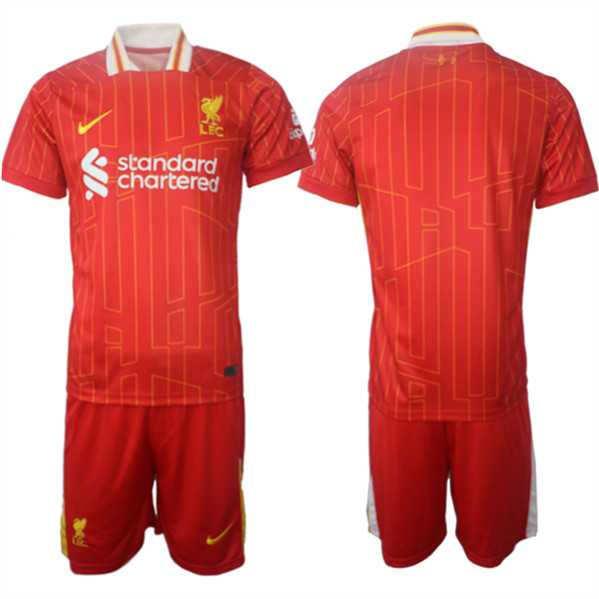 Men%27s Liverpool Blank 2024-25 Red Home Soccer Jersey Suit